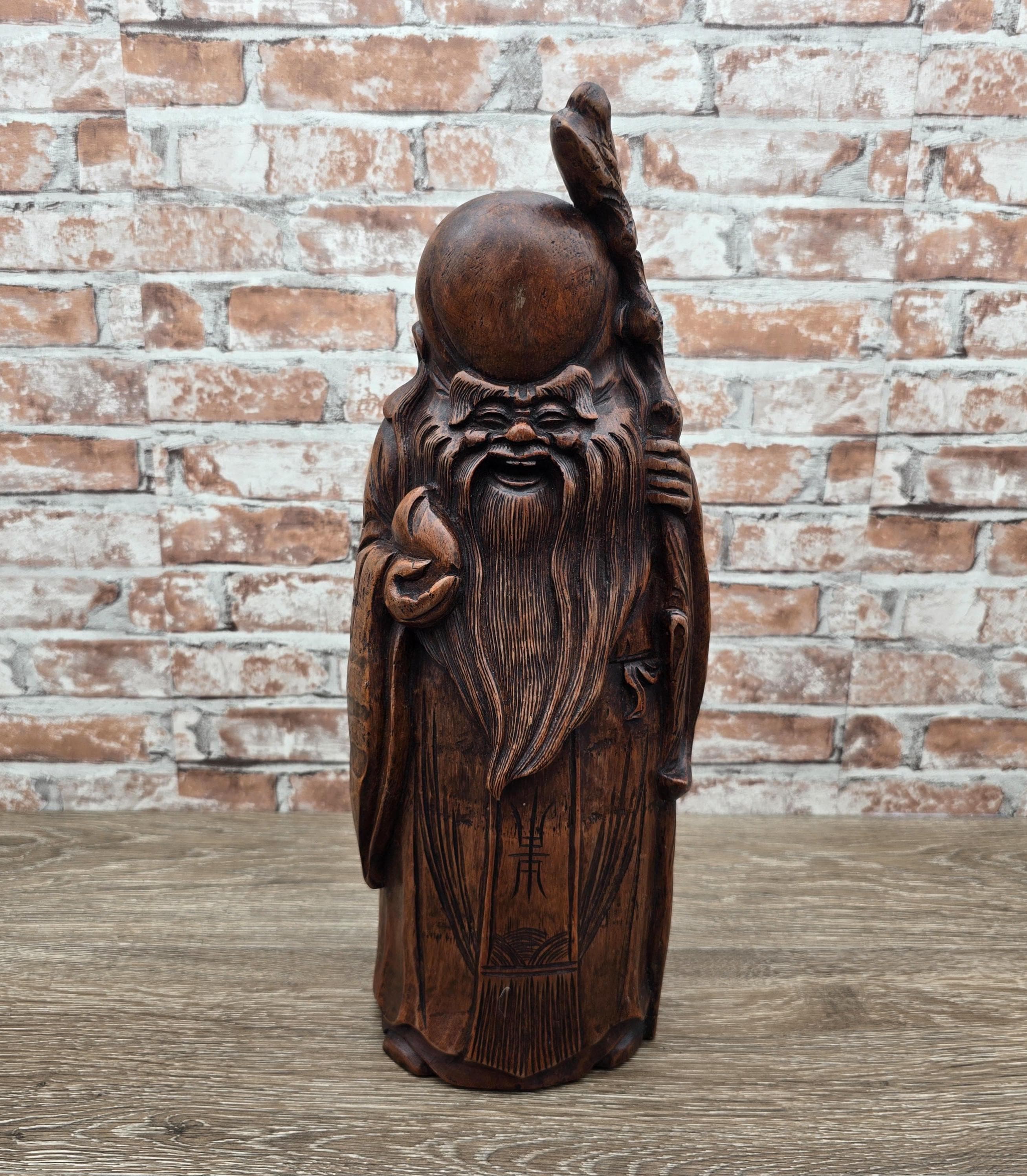 Carved Chinese Bamboo Root / Shoulao or Shouxing, Chinese God of
