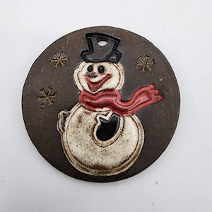 Pottery snowman ornament