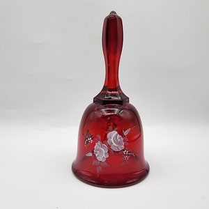 Fenton glass bell / Signed with sticker / Ruby red