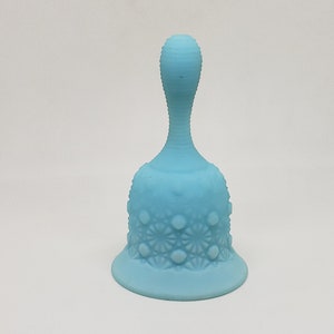 Fenton blue bell / Daisy Button Bell / Fenton bell / Satin glass / Frosted glass