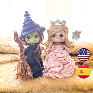 Glinda & Elphaba – Crochet Amigurumi Pattern PDF | Español and English