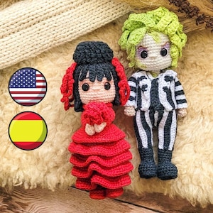 ES/ENG PDF Pattern. Lydia and Beetlejuice, amigurumi pattern crochet