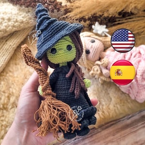 Elphaba Amigurumi Mönster PDF | Wicked-inspirerad Virkad Docka | Spanska och engelska