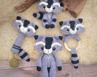 Set Camilo Raccoon, amigurumi pattern