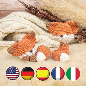 Español/English/Deutsch/Français. Sleeping Fox, amigurumi pattern