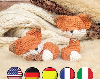 Español/English/Deutsch/Français. Sleeping Fox, amigurumi pattern