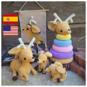 ES/ENG- Ciervita Josefina Set, 4 amigurumi patterns to crochet. Deer amigurumi pattern