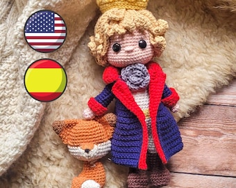 ES/ENG PDF - The little prince and his fox, amigurumi pattern, crochet.