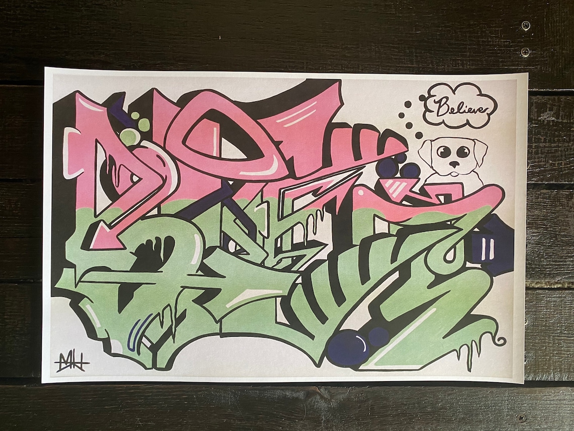 Graffiti Believe Painting Street Acrylic Urban Canvas Etsy