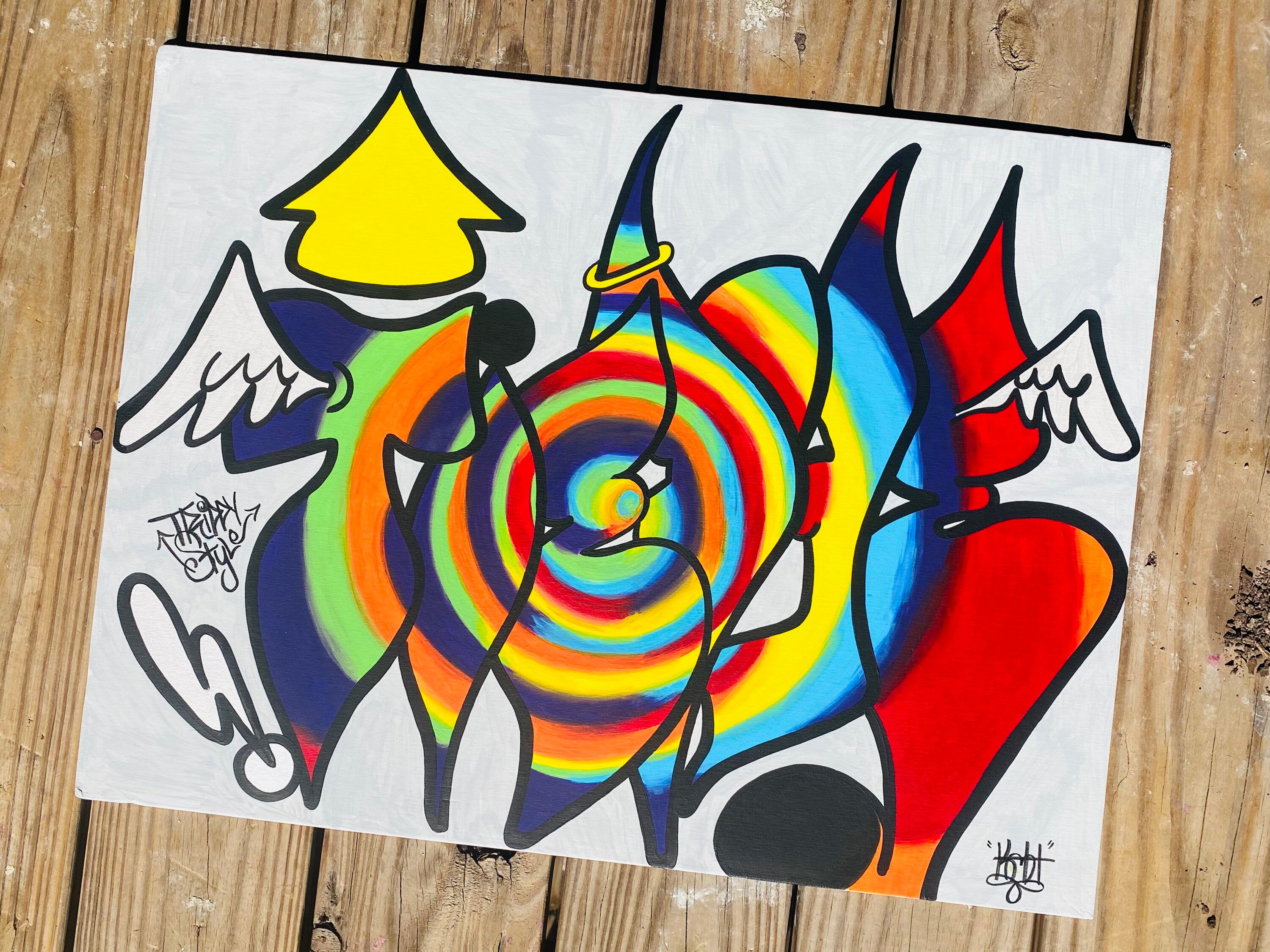 Tie Dye Graffiti Street Art On Canvas Panel Psychedelic | Etsy