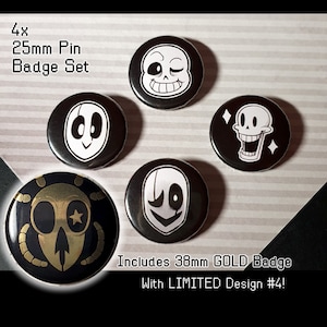 WING DING Button Badges Set of 4 + 1