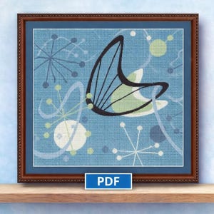 Mid Century Modern Cross Stitch Pattern, Atomic Eames Era (PDF Pattern)