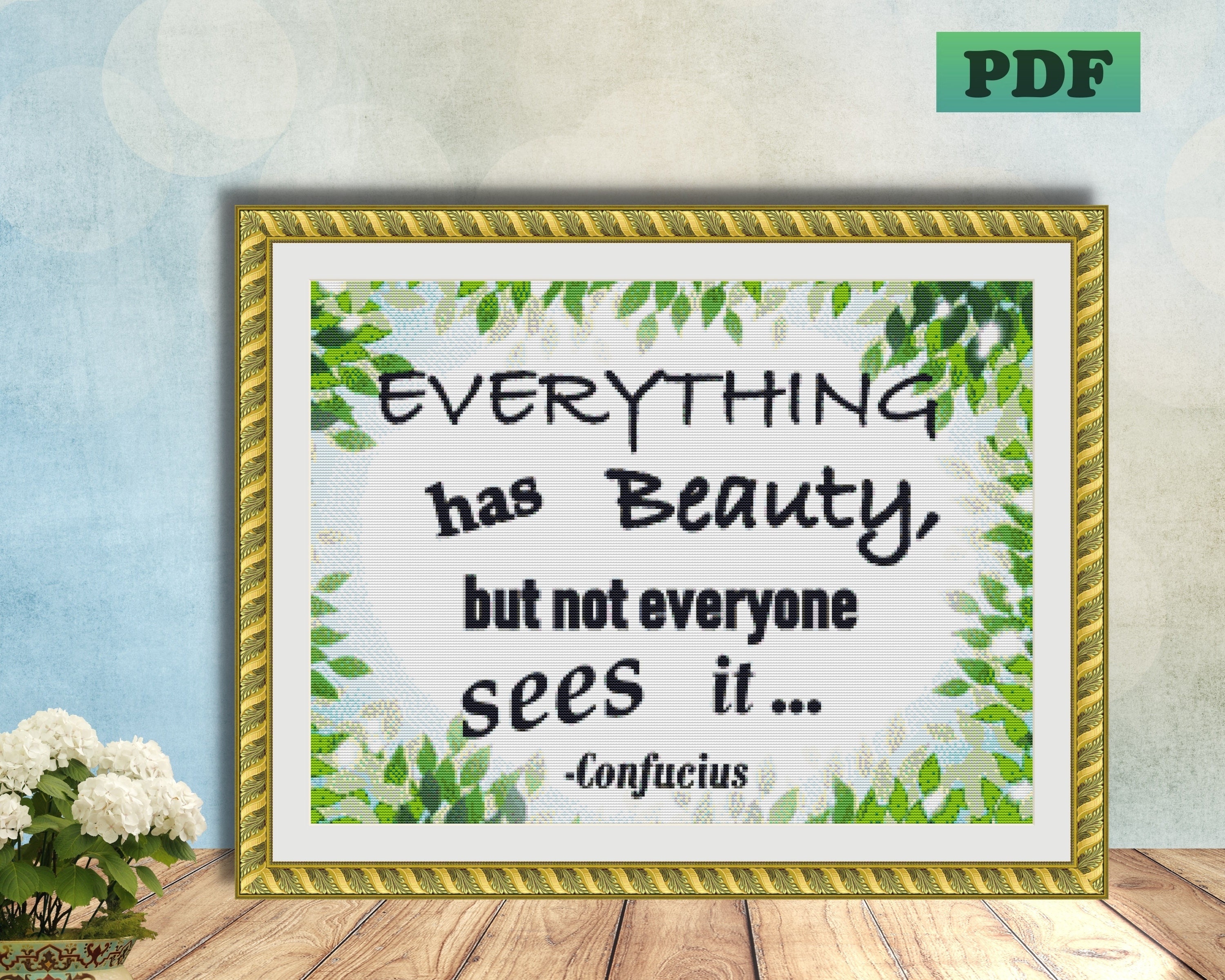 Confucius Quote Cross Stitch Pattern, Inspirational Needlework (PDF  Pattern) - Etsy, image size:3000x2400