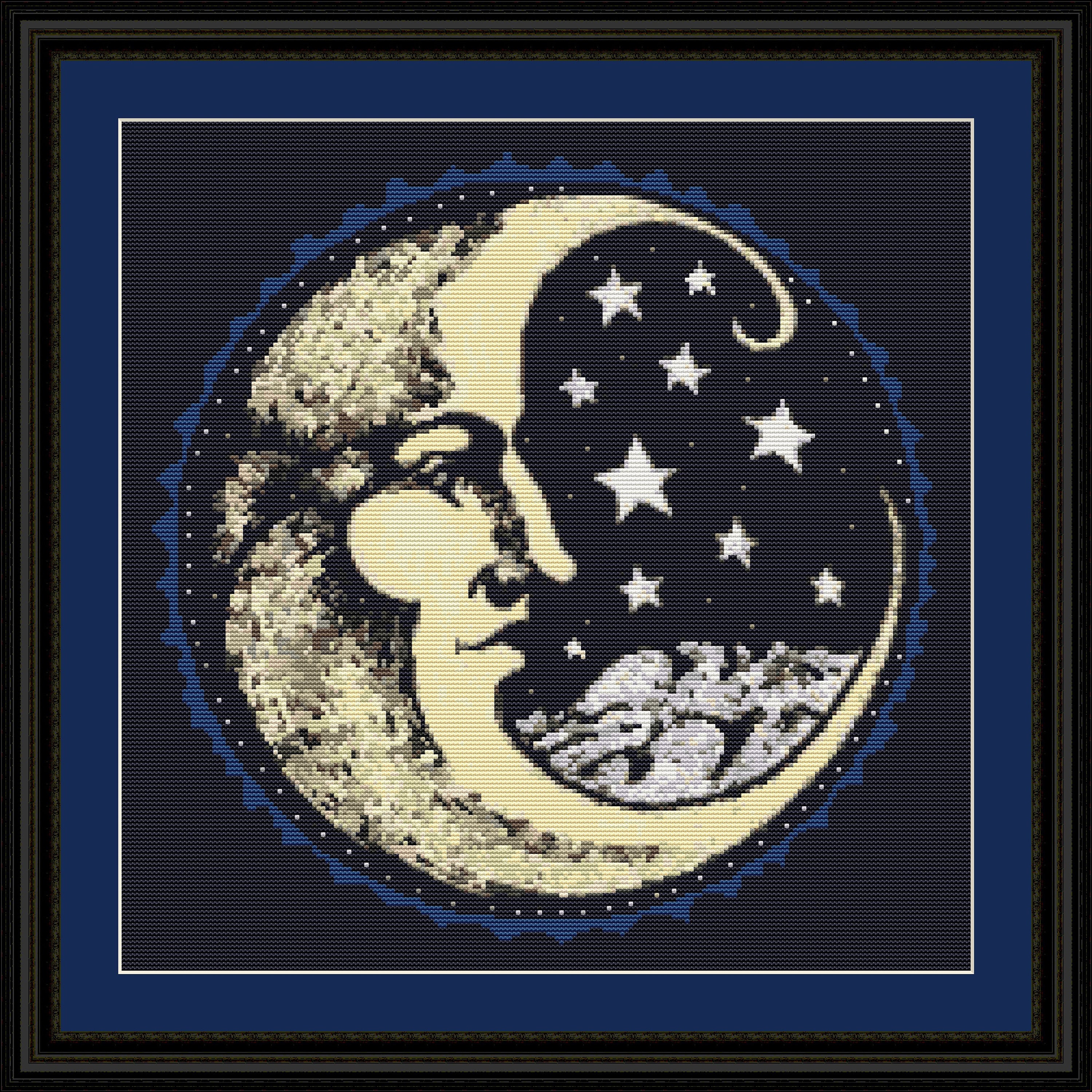 Victorian Moon & Stars Counted Cross Stitch Pattern: Astrology