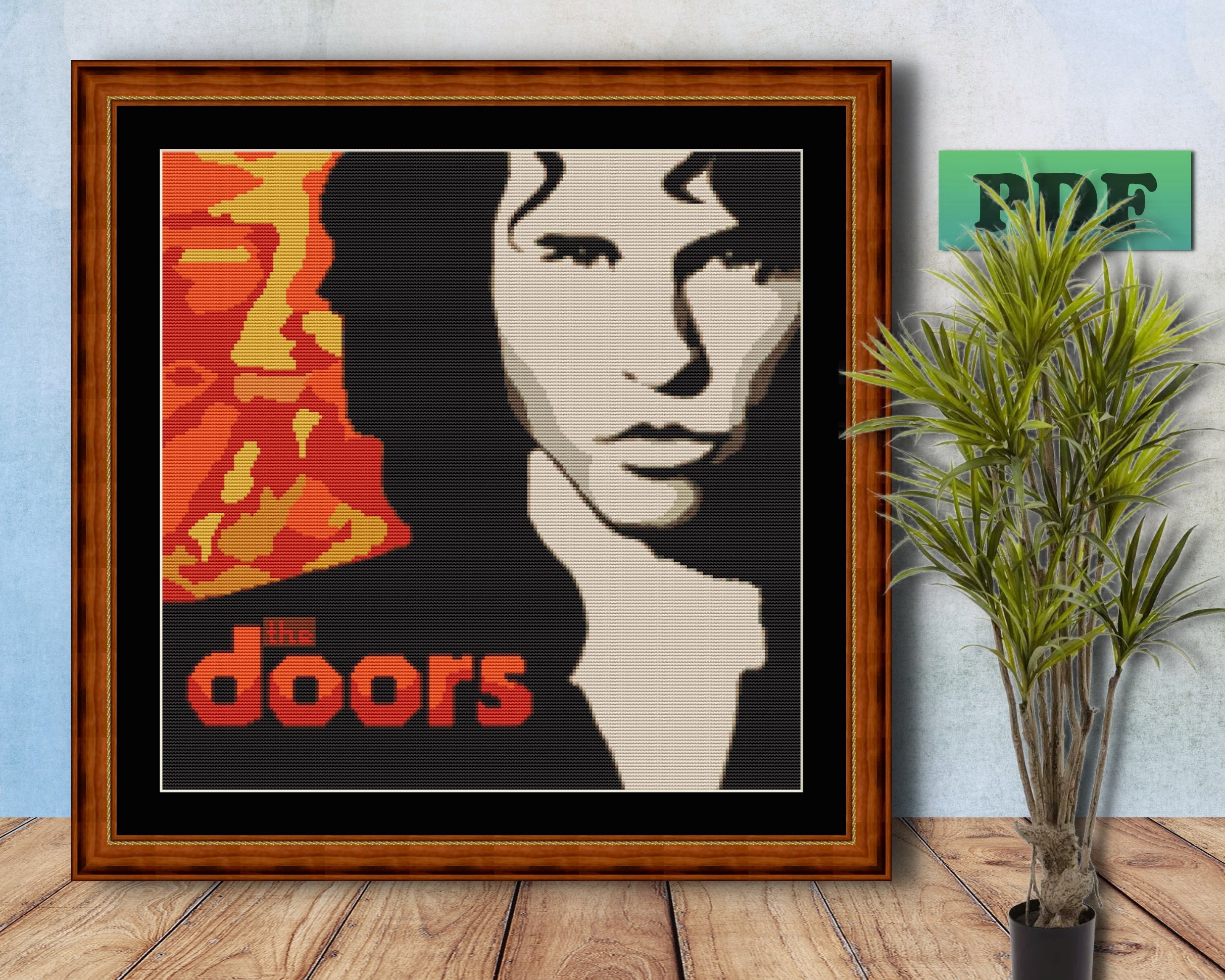 Jim Morrison Cross Stitch Pattern, the Doors Rock Music Portrait