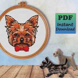 Yorkie - Yorkshire Terrier - SCHNELL und EINFACH - ANFÄNGER - Hund Kreuzstich Muster-Download - Sofort PDF Stickmuster - X Stich Handarbeiten