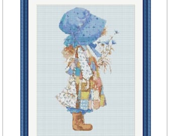 Holly Hobbie Cross Stitch Pattern, Rag Doll Needlework (PDF Pattern)