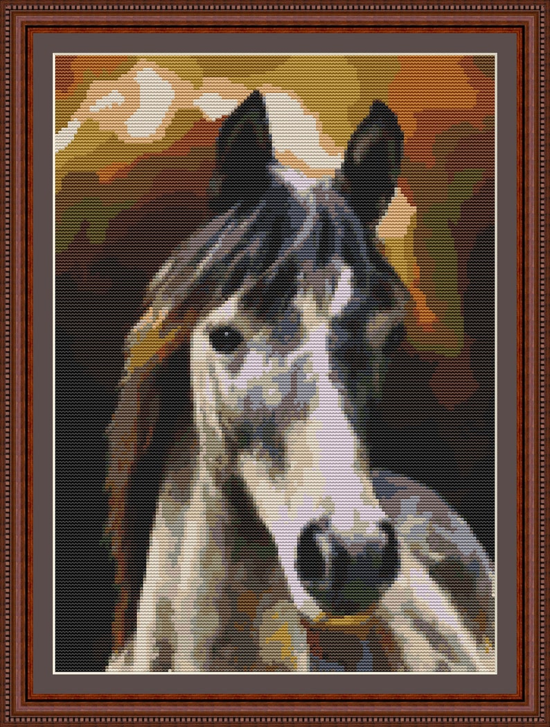 White Horse Counted Cross Stitch Pattern to Download Wild Etsy