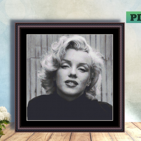 MARILYN MONROE Counted Cross Stitch PDF Pattern, Blonde Bombshell Actress Instant Digital Download, X Stitch Needlework, Wall Art Home Decor