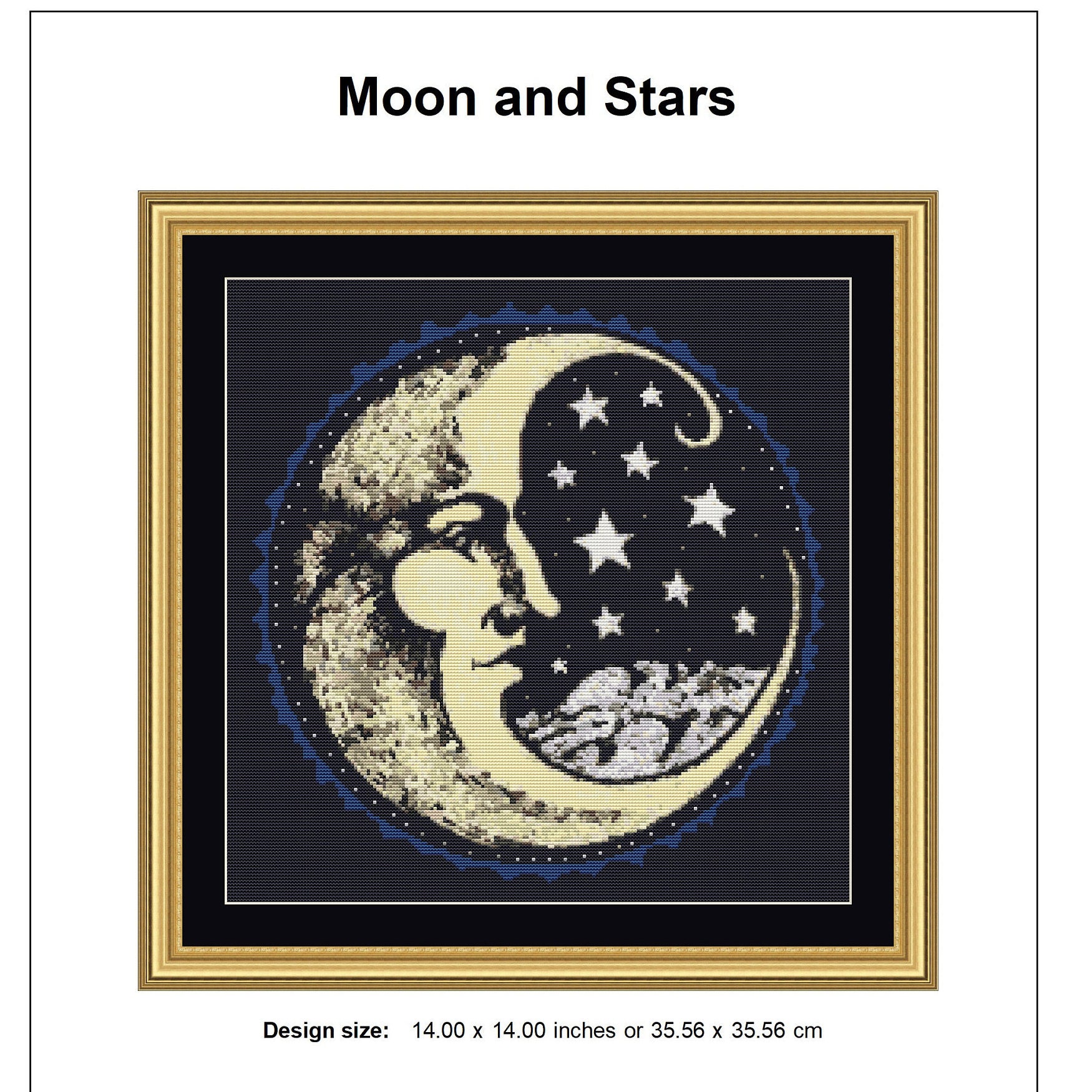 Victorian Moon & Stars Counted Cross Stitch Pattern: Astrology