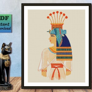Cleopatra Egyptian Queen - Counted Cross Stitch Pattern To Download - PDF Chart - X Stitch Needlework - Instant Download