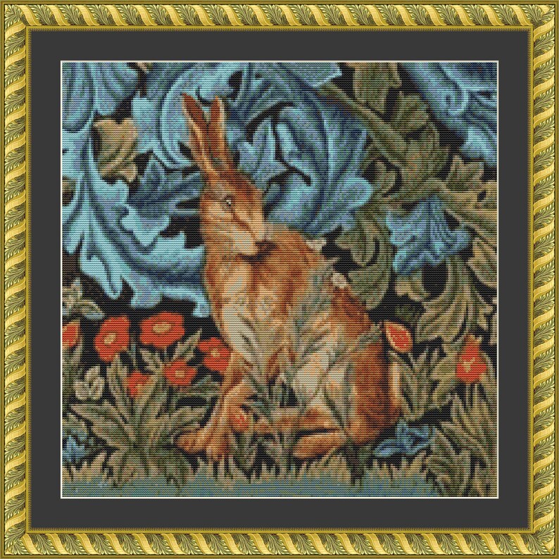 WILLIAM MORRIS Counted Cross Stitch Hare in the Forest PDF - Etsy