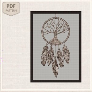 Dreamcatcher Tree of Life – Native Feathers Cross Stitch, PDF Chart, Pattern Keeper Compatible