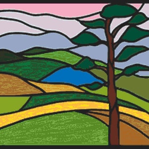Stained Glass Forest Cross Stitch Pattern, Jack Pine Tree (PDF Pattern)