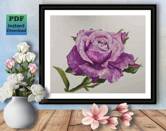 Heureuse retraite pots de fleurs rose violet Cross Stitch Carte Kit 5.5"x5.5"