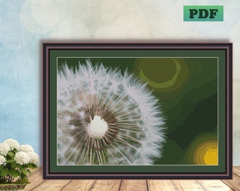 Dandelion Flower Seeds Cross Stitch Pattern – Floral Needlework (Digital Download)