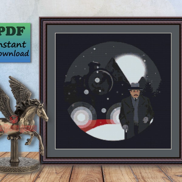 Hercule Poirot Counted Cross Stitch PDF Pattern, Murder On The Orient Express Instant Digital Download, X Stitch Needlework Chart, Wall Art