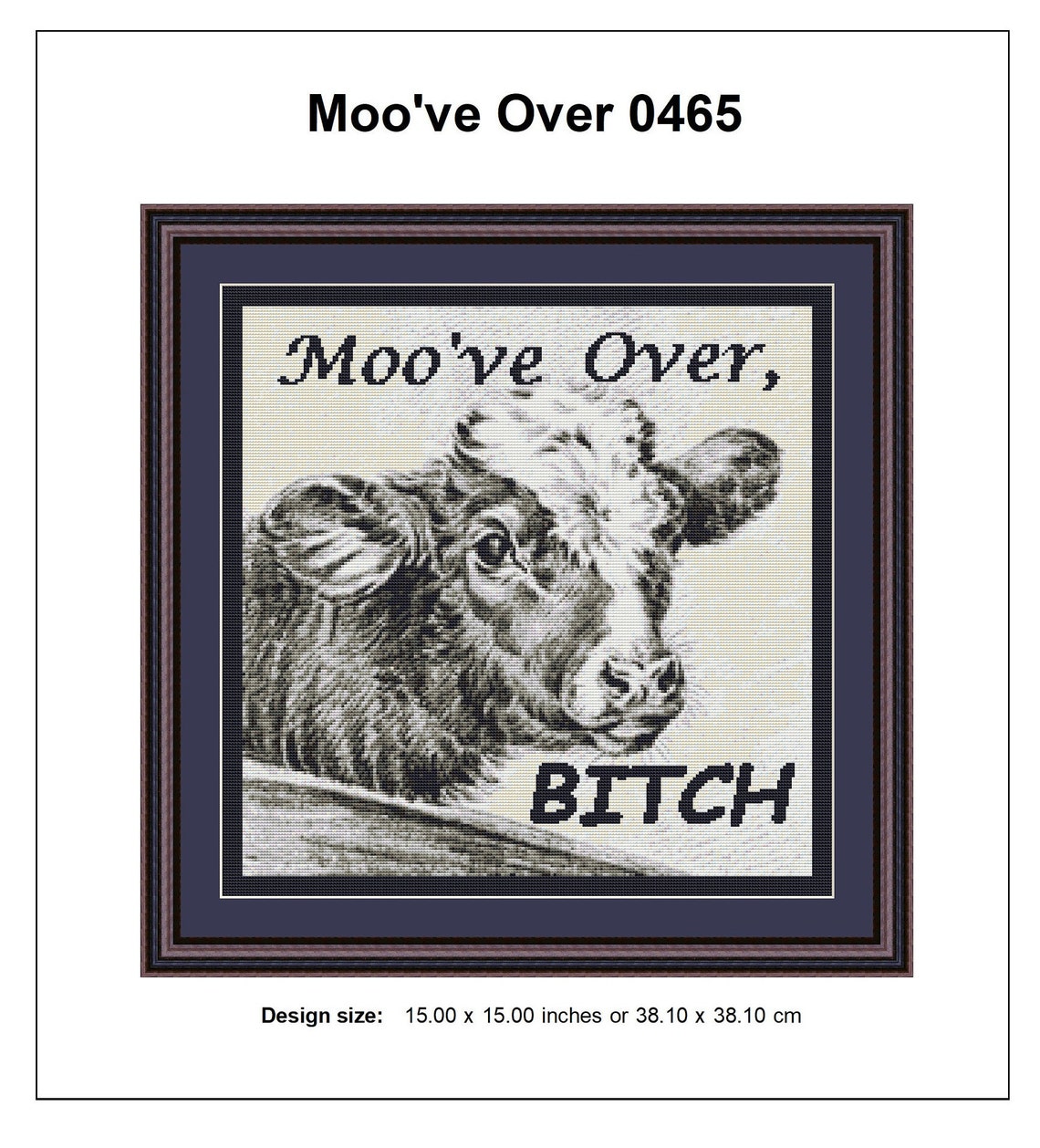 Moo've Over Humorous Cow Saying Counted Cross Stitch Etsy