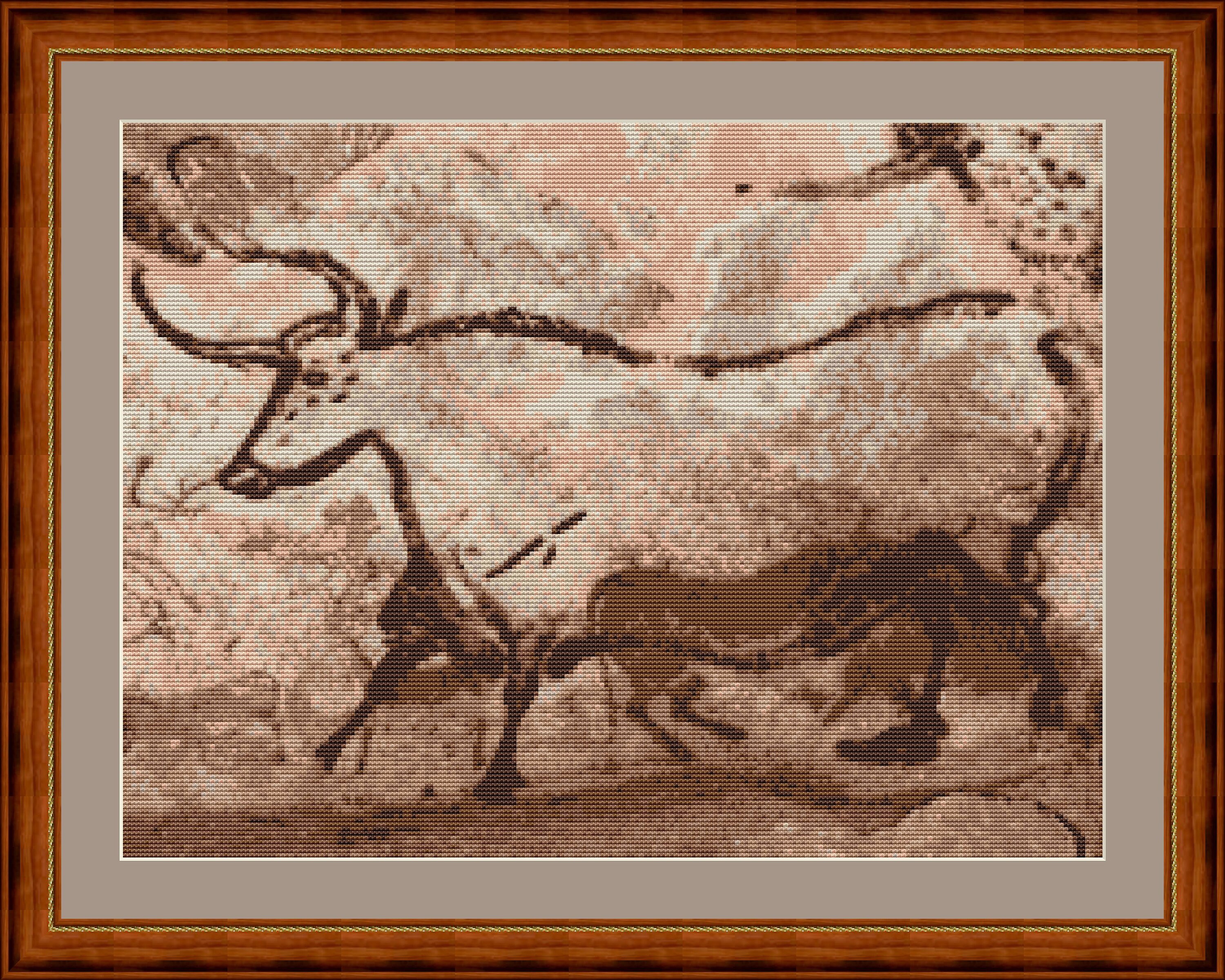 Prehistoric Bison Cave Drawing Cross Stitch Pattern (PDF Pattern) - Etsy