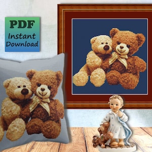 Teddy Bear Friends- Toy Bear - Stuffed Teddy Bears - Counted Cross Stitch Pattern - PDF Chart