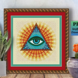 The Eye of Providence - Christian Symbol - Counted Cross Stitch PDF Pattern - Instant Digital Download - X Stitch Needlework Chart