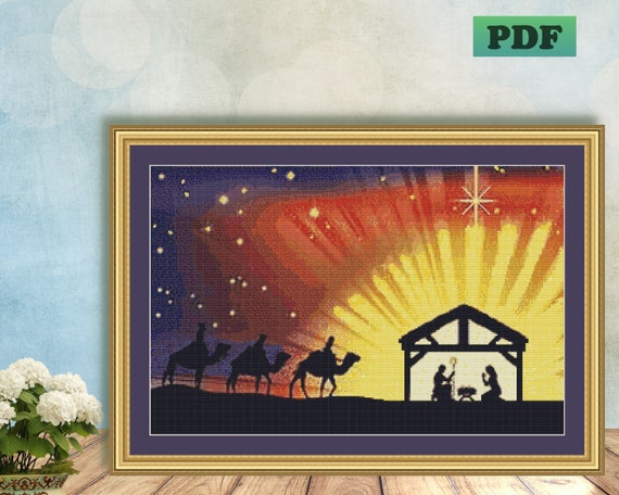 CHRISTMAS NATIVITY Counted Cross Stitch PDF Pattern Manger - Etsy