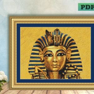 Mask of Tutankhamun, PHARAOH of EGYPT Counted Cross Stitch PDF Pattern Instant Digital Download X Stitch Needlework Wall Art Home Decor