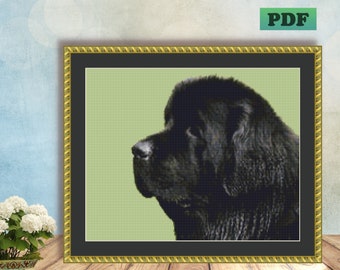 NEWFOUNDLAND DOG -  Large Breed Black Puppy - Counted Cross Stitch PDF Pattern - Instant Digital Download  - X Stitch Needlework