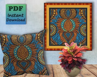African Tribal Fabric Cross Stitch Pattern (PDF Pattern)