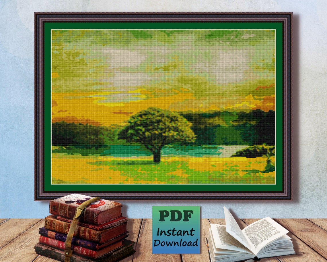 Live Oak Tree Landscape Cross Stitch Pattern – Single Tree (PDF ...