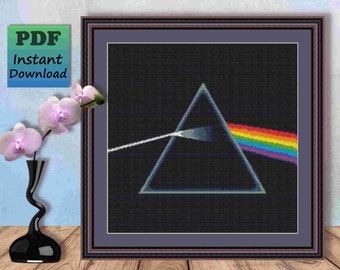 Dark Side Of The Moon - Prism - Counted Cross Stitch Pattern To Download - Pink Floyd - PDF Chart - X Stitch Needlework - Instant Download