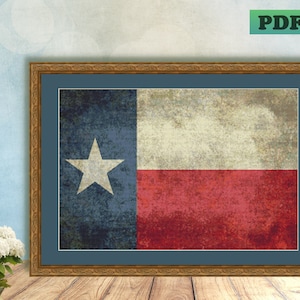 TEXAS FLAG - Lone Star - State Flag - Counted Cross Stitch Pattern - PDF Chart