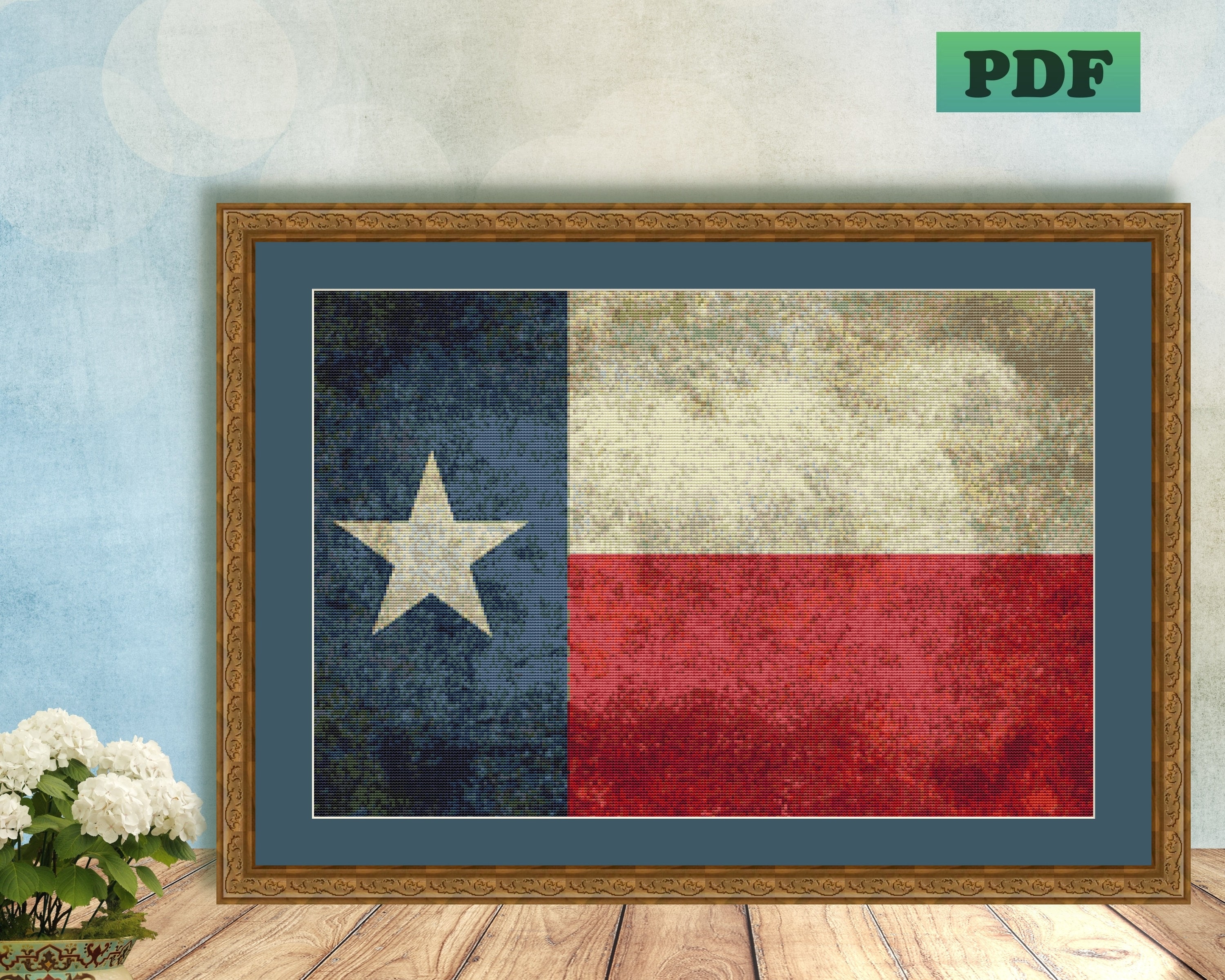 TEXAS FLAG Lone Star State Flag Counted Cross Stitch Etsy
