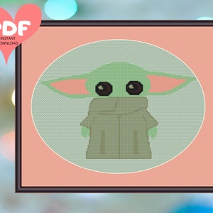 Modèle de point de croix Baby Yoda - Mandalorian Star Wars PDF (téléchargement instantané)