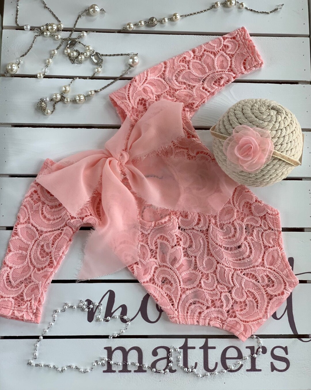 Newborn Photo Outfit Girl Baby Girl Lace Romper Set Newborn Etsy