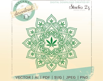 Download Cannabis Mandala Svg Etsy