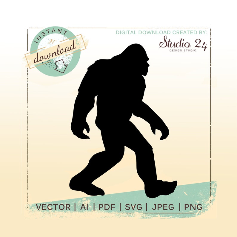Digital Bigfoot Svg Silhouette Vector Jpeg Picture Ai Files Etsy