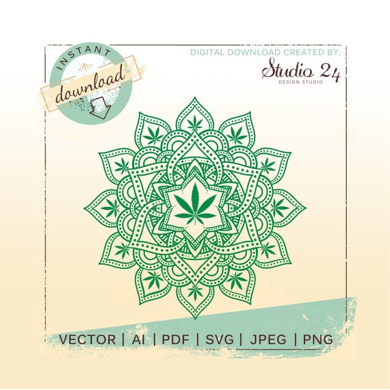 Download Digital Marijuana Mandala Svg Cannabis Mandala Silhouette Etsy