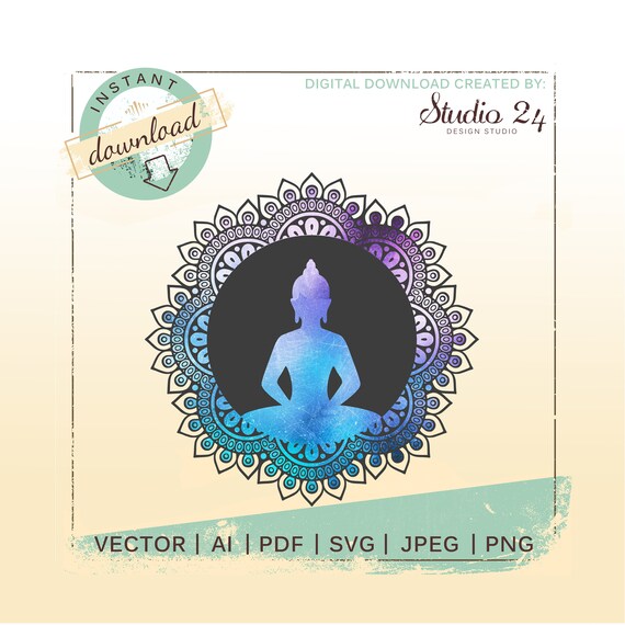 Download Mandala Digital Buddha Silhouette Vector Jpeg Picture Ai Etsy