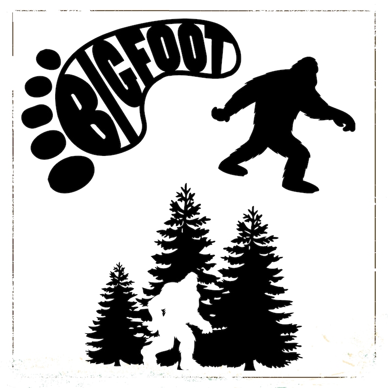 Big Collection of Bigfoot Silhouette Vectors including jpeg | Etsy